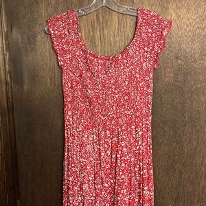 Red floral maxi dress with slit